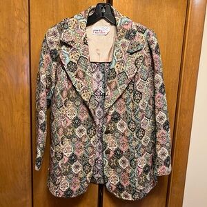 Vintage Pins & Needles Wide Lapel Tapestry Blazer